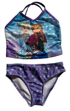 Disney Frozen Elsa and Anna Girls 2 Pc Swimsuit Size 6/6x